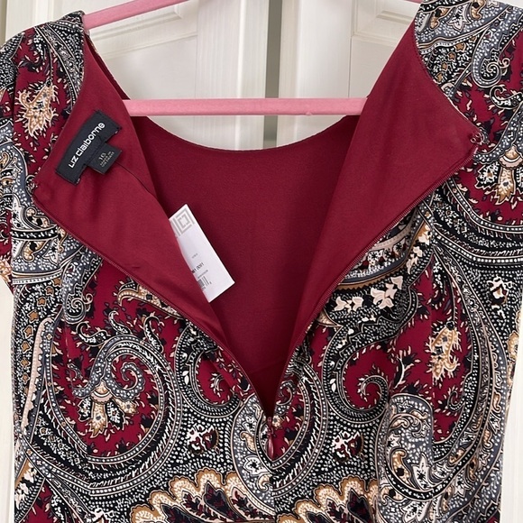 Liz Claiborne Workwear Professional Office Attire Size 16 Dress NWT Wine Multi - Picture 4 of 8